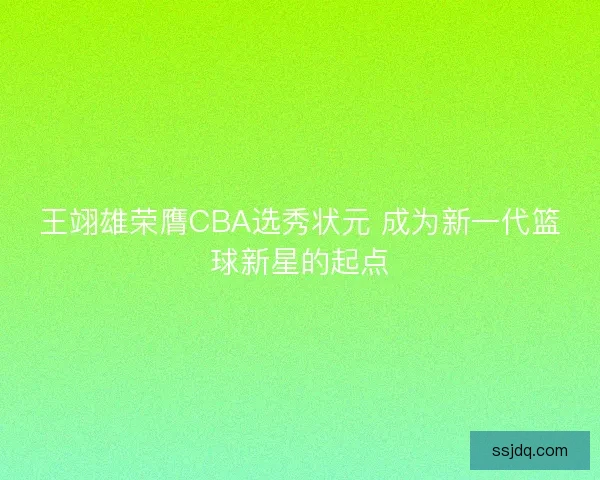 王翊雄荣膺CBA选秀状元 成为新一代篮球新星的起点
