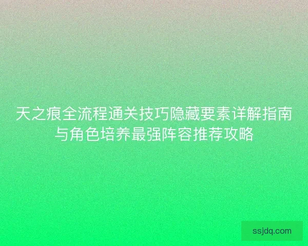 天之痕全流程通关技巧隐藏要素详解指南与角色培养最强阵容推荐攻略